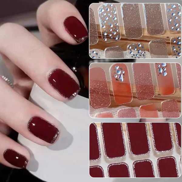 14Tips Water Droplets Nail Stickers Star Adhesive Full Cover Stickers Art Gel Nail Wraps Nude Color DIY Manicure Arts DecalsXJ250120