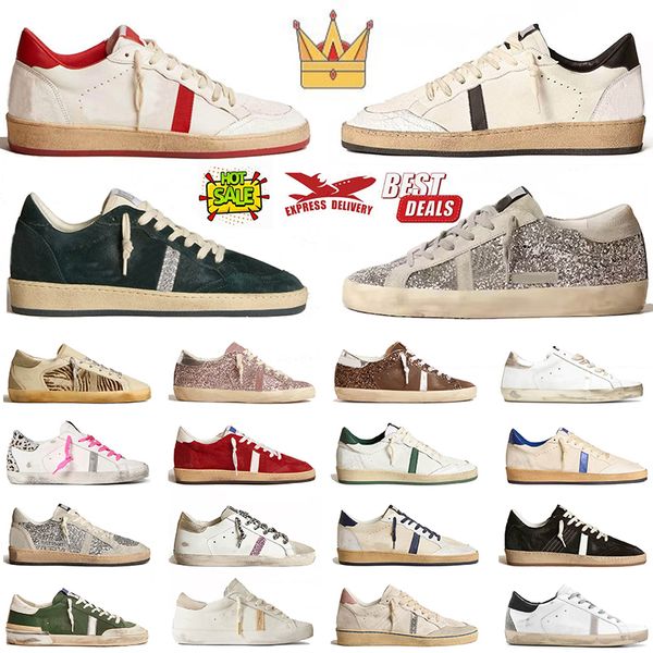 Luxury Low Star Shoes Flats Heels Womens Casual Top Leather Sneakers Old Dirty Black Pink Glitter Silver Platform Loafers Chaussure dhgate T