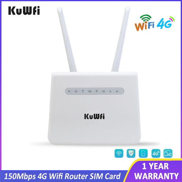 KuWFi 4G Wifi Router 150Mbps LTE CPE CAT4 4G SIM Card Router Mobile Wifi Hotspot Support 4G to LAN Port 32 WiFi Users