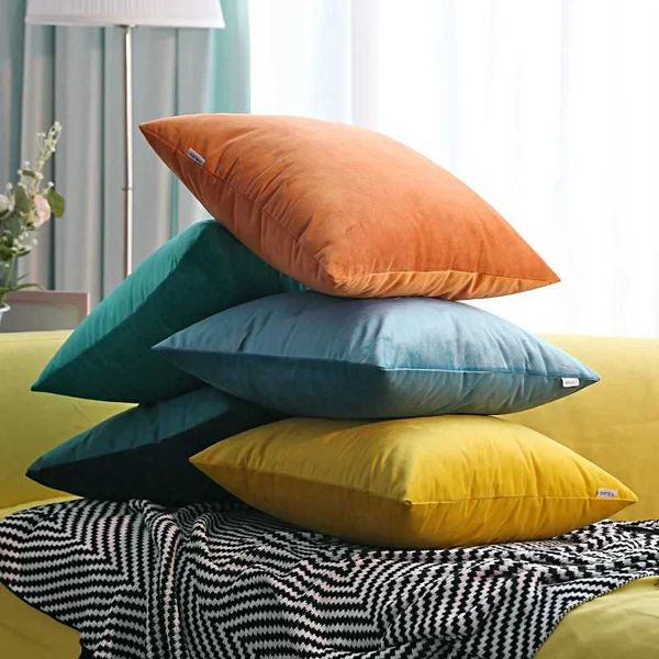 Cushion-Decorative Pillow Cushion case Velvet Decorative Case Bedroom Living Room Decoration Housse De Coussin 45x45 Home Decor CL250208