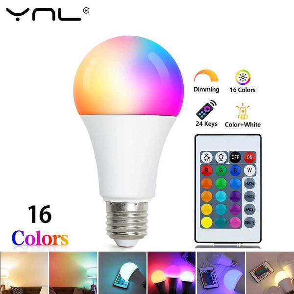 220V E27 LED RGB spotlight bulb 5W 10W 15W infrared remote control LED bulb 2835SMD color intelligent LED RGBW light home decoration CL24082