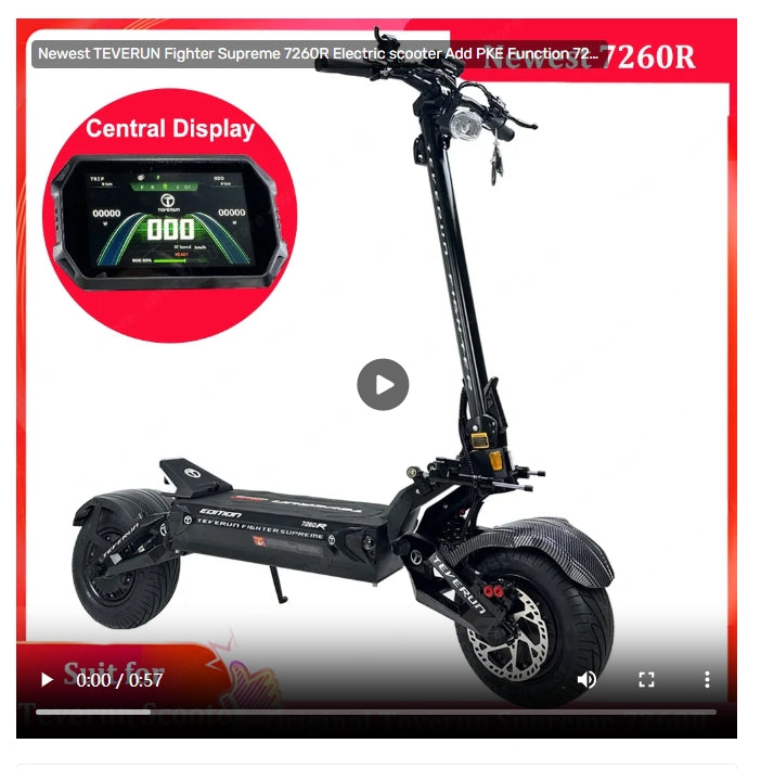 2025 Newest TEVERUN Fighter Supreme 7260R Electric scooter Add PKE Function 72V 60Ah Battery 10000W Peak Power Motor Speed 110km-h APP Version Smart