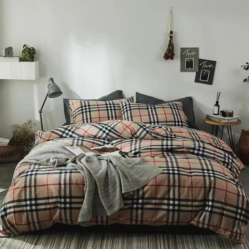 Bedding sets Designer bedding sets ic Elegant stripes bedding bed sheet checkered 4pcs comforter set cases bedroom home decorations H250113