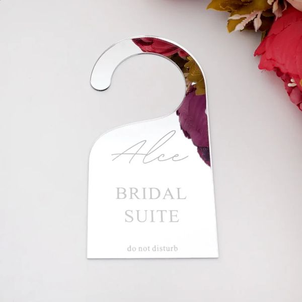 1 piece 7x14cm custom wedding party bridal suite door logo personalized acrylic mirror name do not disturb hang card 240819