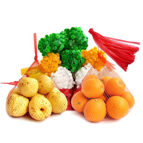 fruit potato vegetable plastic mesh Net Bag L40cm 50cm 60cm durable tuck netting with clip