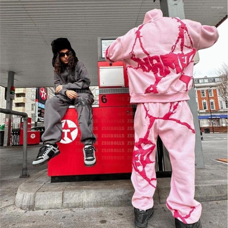 Men&#039;s Hoodies Gothic Harajuku Sports Shirt Street Women&#39;s Bubble Printing Long-sleeved Hoodie Leisure Zipper Jacket Y2K Suit 2023