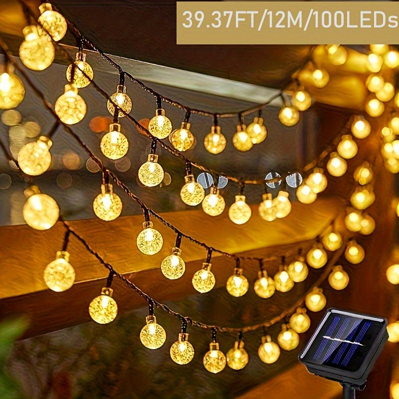 TEMU 1 Set Of -100 Led Solar Bubble Lights, Light Strings, Suitable For Garden, Camping, Lawn, Flower Bed, Roadside, Wedding And Festival Decoration,