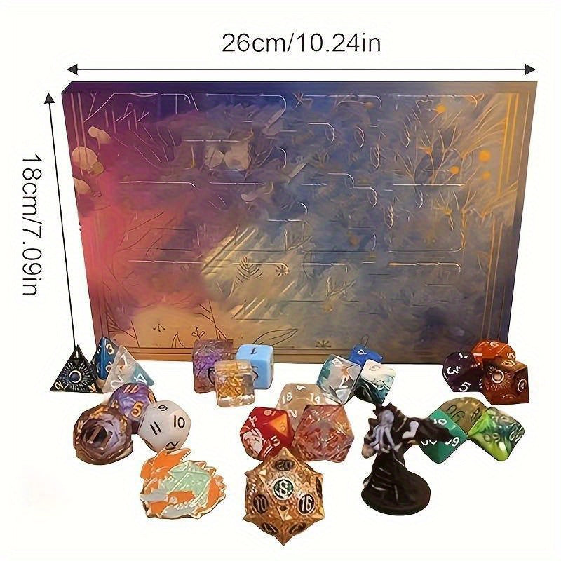 TEMU 24-day Advent Calendar - Polyhedral Dice Set For Christmas & New Year's Party Role-playing Games, Resin Material, No Electricity Needed, Festive