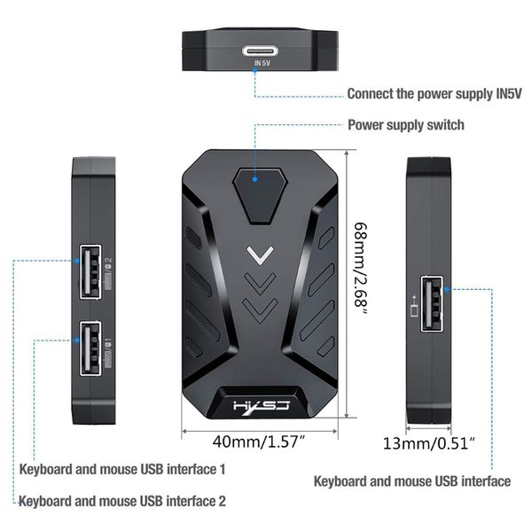 P8 Mobile Controller Gaming Keyboard Mouse Converter Wired LED Backlit PUBG Mobile Controller Gamepad Bluetooth 5.0