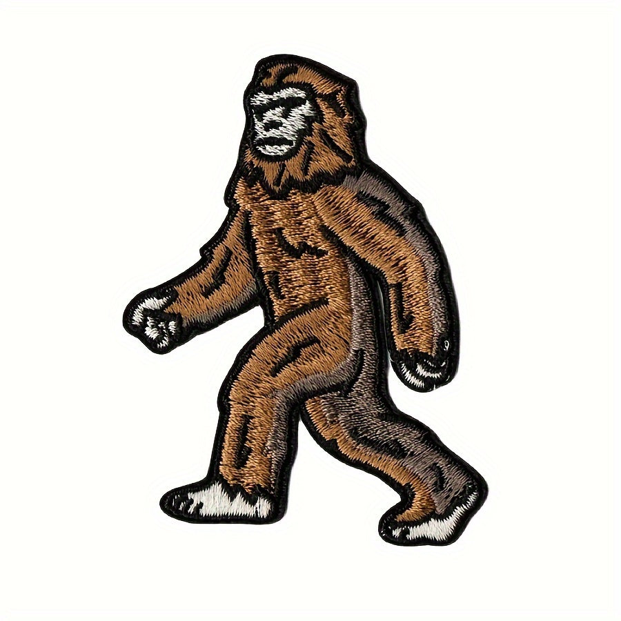 TEMU Sasquatch Rocker Punk Embroidered Patch - Cool Diy Iron-on Badge For Clothing, Hats & Bags | Unique Cartoon Adventure Decor
