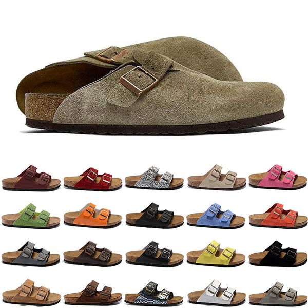 2024 Designer Slippers Slides Sandals Clog Soft Suede Leather Taupe Mocha White Pink Mens Scuffs Outdoor Platform Slipper Fur Sliders Mens W