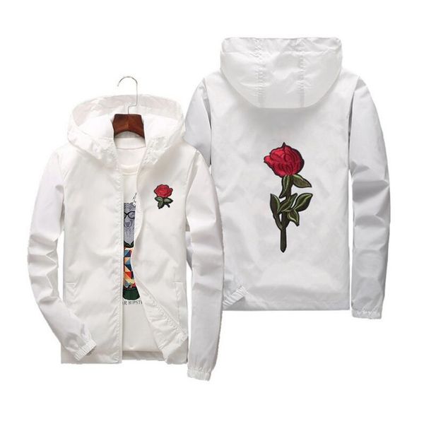 outdoor hooded rose jackets windbreaker zip up men designer jacket mens clothing