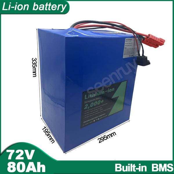72V 80Ah Li-ion With Charger Lithium Polymer Battery Perfect For 5000W 9000W Wheelchair Tricycle Motorcycle Electric Scooter