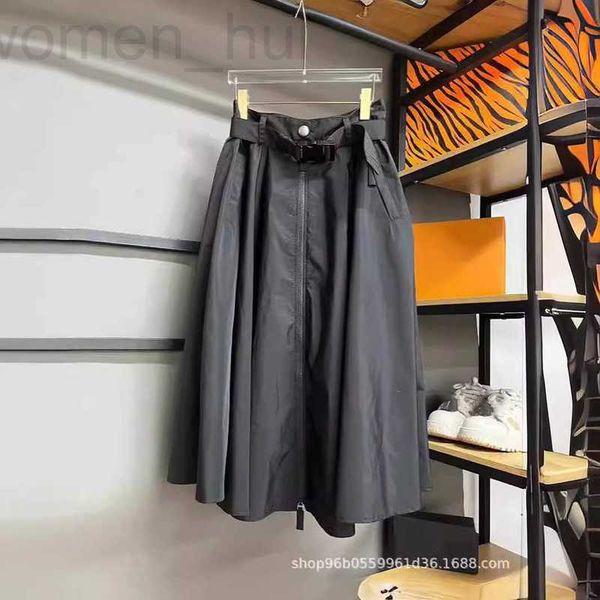Skirts designer High quality 24 spring-summer high-end casual skirt, fashionable and versatile buckle belt, high waisted zipper, slit, large