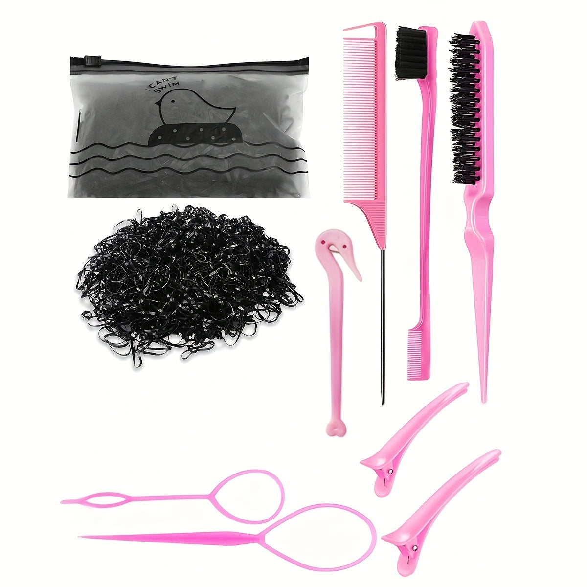 TEMU 1008pcs-set Colorful Bands Elastic Hair Bands Hair Styling Tools For Girls, Hair Brushes, Combs, Rubber Bands, Styling Tools