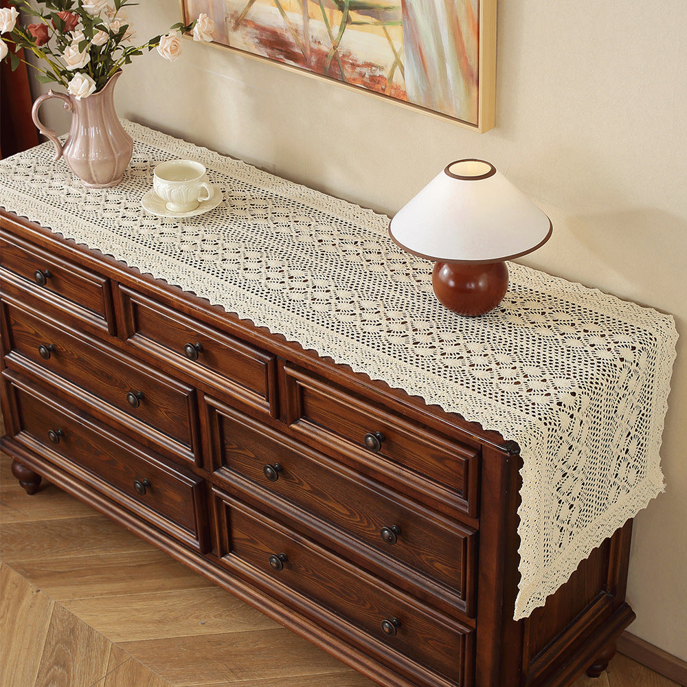 Table flag home bedside table TV cabinet dining sideboard drawer cabinet hollow cotton thread crochet cover cloth CMXT01