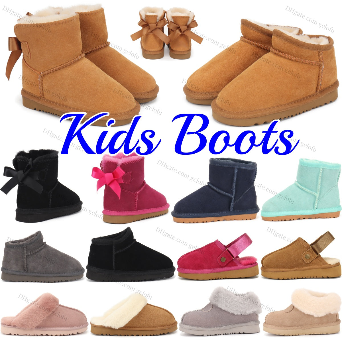 Australia Mini Kids Designer Bow Classic Boots Toddler ultra Girls Bailey Booties Tasman Winter Warm Baby Boys Boot infants Children Chestnut Black