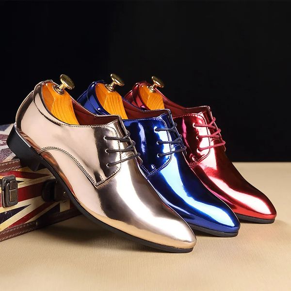 Mens Fashion Party Shoes UK Pointed toe Shiny Leather Mens Lace Dress Business Office Shoes Mens Wedding Oxford Apartments 240606