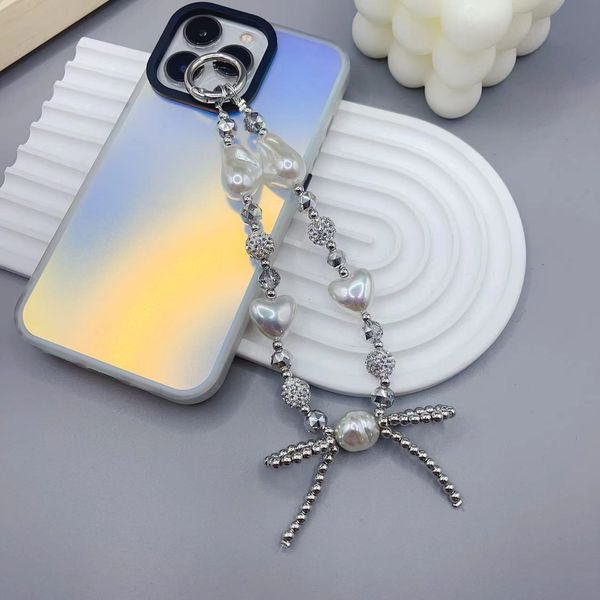 ddmygifts Light luxury high-end diamond crystal phone chain, fashionable and simple, heart-shaped tassel accessories, pendants, bags, keys,