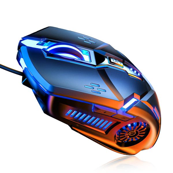 Wired Gaming Mouse 3200 DPI Optical Sensor RGB Lighting 6 Mechanical Buttons Ergonomic Compatibility Lightweight & Durable Mouse for PC-Lapt