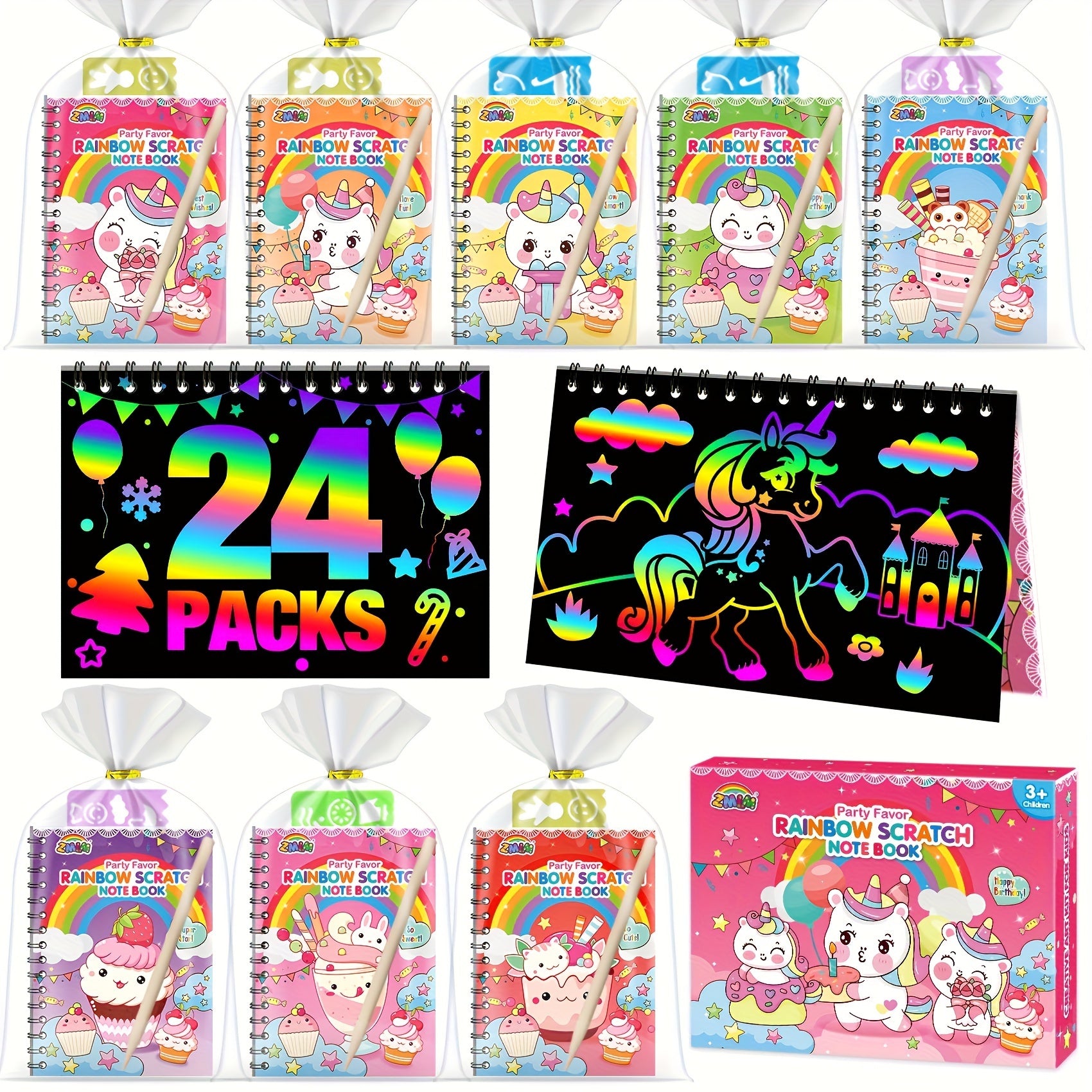 TEMU Zmlm Kids : 24 Unicorn Notebooks Boys Art Kit Stuffers Prizes Christmas