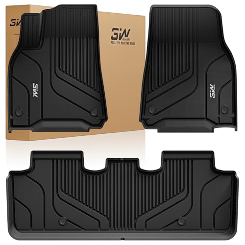 3W Floor Mats Fit for Tesla Model Y 2026 2025 2020-2024 Non-Slip Odorless TPE All Weather Custom Fit Heavy Floor Liner for 1st, 2nd Row Tesla Model Y