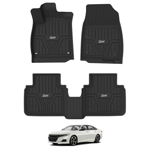 3W Floor Mats for Honda Accord 2018-2022 All Weather TPE Non-Silp Odorless Heavy Duty Custom Fit Harmless Car Floor Carpet Liner Front & Rear 2 Rows (