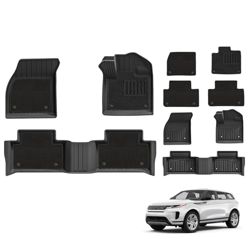 3W Floor Mats & Carpets 2 Rows Fit for Range Rover Evoque 2020-2024 2025 (Not for Manual, Dynamic), All Weather Thoex™ Car Boot Mat, Waterproof Anti