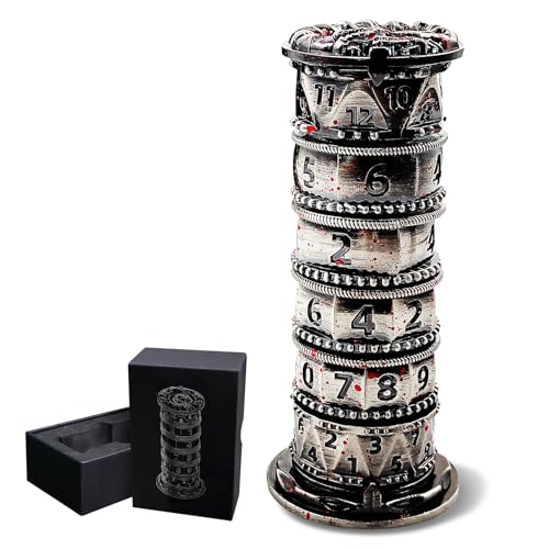 Fidget Roulette DND Dice - 7-in-1 Metal D&D Spinner Dice Set - Cool Role Playing Dice Gifts for Dungeons and Dragons TRPG MTG Games Players (Bloodstai