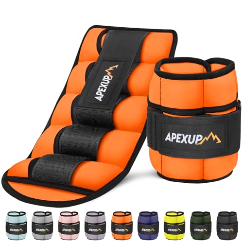 APEXUP 10lbs-Pair Adjustable Ankle Weights for Women and Men, Modularized Leg Weight Straps for Yoga, Walking, Running, Aerobics, Gym Orange