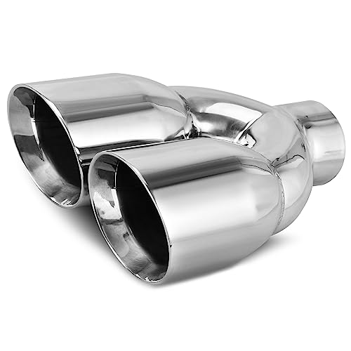 YITAMOTOR 2.5 Inch Dual Exhaust Tip, 2.5" Inlet 3.5" Dual Outlet 9.5" Long Stainless Exhaust Tips, Universal Fit for 2.5" OD Tailpipe, 2 1-2 Inch Exha