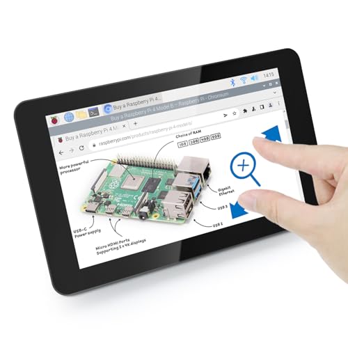 FREENOVE 7 Inch Touch Display for Raspberry Pi 5 4 B 3 B+ A+, 800x480 Pixel IPS Monitor, 5-Point Capacitive Touchscreen, Driver-Free MIPI DSI Port 7 i