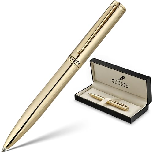 BEILUNER Gold Gel Pen, Stunning Luxury Pens with 24K Gold Plating, Black Ink Refill, Executive Gift Set for Family & Friends, Writing, Fancy, Office,