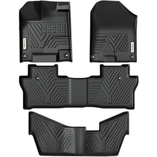 YITAMOTOR Floor Mats Fit for Honda Pilot 2022-2016,All-Weather Floor Liners Set Front 1st & 2nd 3rd Seat Floor Liner Set Black, 8 Passenger Model 2016