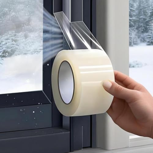 Transparent Window Weather Stripping Tape, 2Inch x 131FT, Window Air Conditioner Insulation Tape, No Mess Winter AC Window Seal Kit, No Cold Drafts -