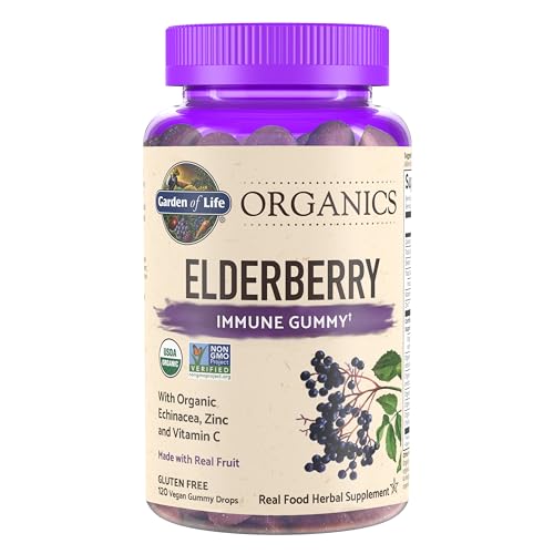Garden of Life Organics Elderberry Gummies for Adults & Kids - Immune Support Supplement with Organic Fruit, Herbal Blend, Elderberry, Echinacea, Zinc