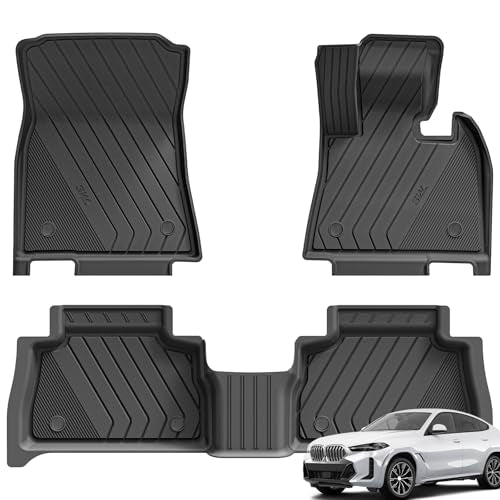 3W Floor Mats Fit for BMW X6 G06 2019-2024 2025, All Weather Dog Friendly Thorex™ Car Mat, Waterproof Anti-Slip Easy to Clean Heavy Duty Trunk Mat B