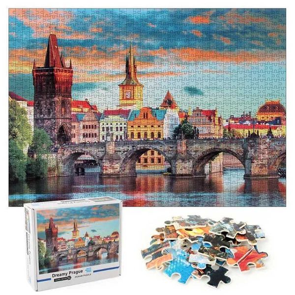 Puzzles High Quality Adult Jigs Puzzle 1000 Piece Fantasy Prague Puzzle Limited Edition Family Games Home Decoration toys educational