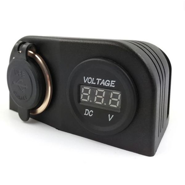 1-2-3 Holes Car USB Socket Tent Base USB-Voltmeter-Cigarette Lighter Power-Socket Cover Base for Truck Motorcycle Boat ATV
