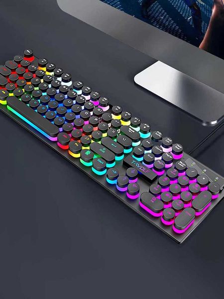 Shadow Sensation Mechanical Teclyboard Desktop Cuter Laptop Orts Games Iluminação Teclado com fio Y241126