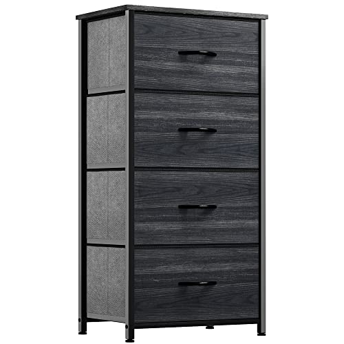 YITAHOME Dresser with 4 Drawers - Fabric Storage Tower, Organizer Unit for Bedroom, Hallway, Closets - Sturdy Steel Frame, Wooden Top & Easy Pull Fabr