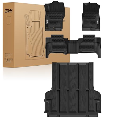 3W Floor Mats & Truck Bed Mat for Nissan Frontier 2025 2024 2023 2022 Crew Cab(NOT for 2nd with Under Seat Speaker), All Weather TPE Custom Fit Car Li