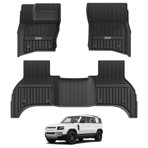 3W Floor Mats for Land Rover-Range Rover Defender 110 (4 Doors 5 Seat Only) 2020-2024 2025 (Not for Defender 110s-Rubber Flooring), TPE All Weather Cu