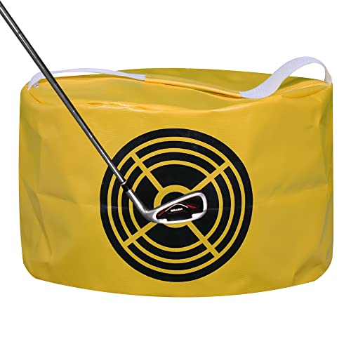 Scott Edward Golf Smash Bag Golf Impact Bag, Power Smash, Hitting Pocket, Golf Practice Swing Tool Waterproof Durable PVC Fabric Yellow