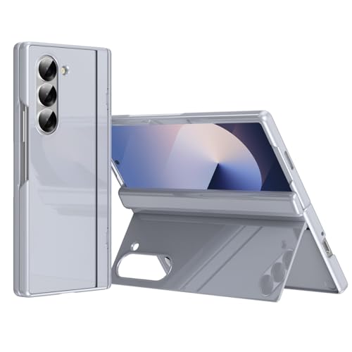 for Samsung Galaxy Z Fold 6 Case with Hidden Bracket Kickstand, Built-in Hinge Protection and Front Screen Protector, Wireless Charging - Gray Gray Sa