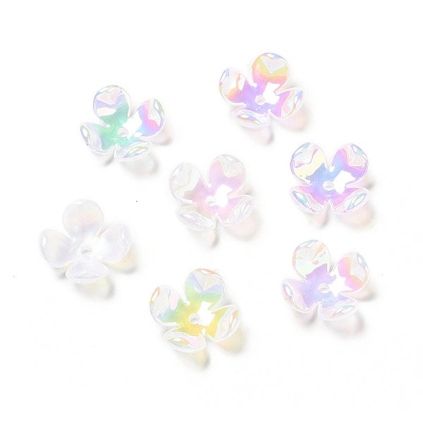 Capuchons de perles acryliques placage irisé arc-en-ciel opaque