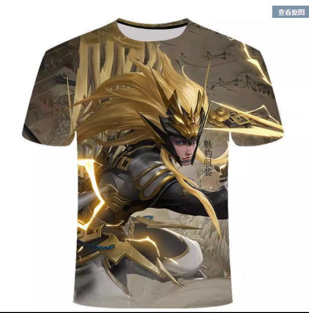 2023kjds1 wyp new youth king honor short-sleeved 3D printed male summer t-shirt, primary and secondary school children&#039;s blouse