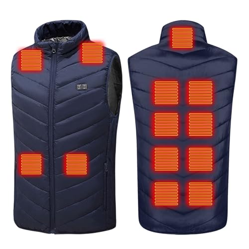 Heated Vest for Men Women, Dual Control 13 Heating Zones USB Electric Puffer Vest, Lightweight Winter Outerwear Jacket Blue Large