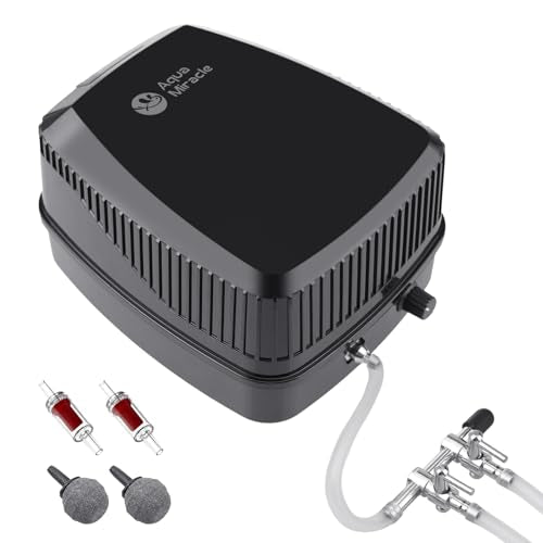AquaMiracle Aquarium Air Pump 160GPH 0.02MPa 5W Quiet Fish Tank Air Pump Aquarium Bubbler Hydroponics Air Pump Oxygen Pump Pond Aerator for 80-150 Gal