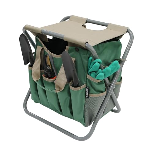 MDSTOP Folding Gardening Stool with Detachable Storage Tote Bag, Gardening Tools Set Organizer for Fishing Outdoor Sports Hiking Camping Garden, Garde